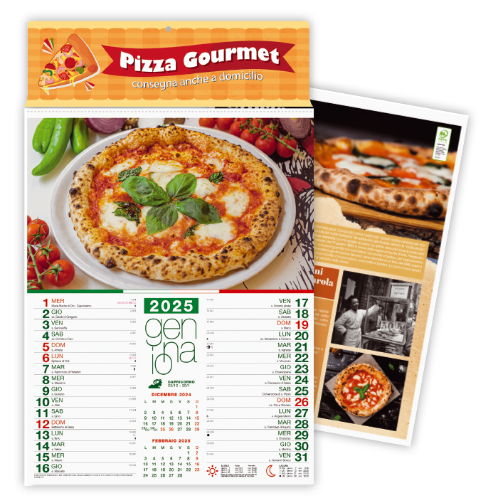 CALENDARIO PIZZA CARTA PATINATA gr.70 TESTATA A ART. CA-136/A