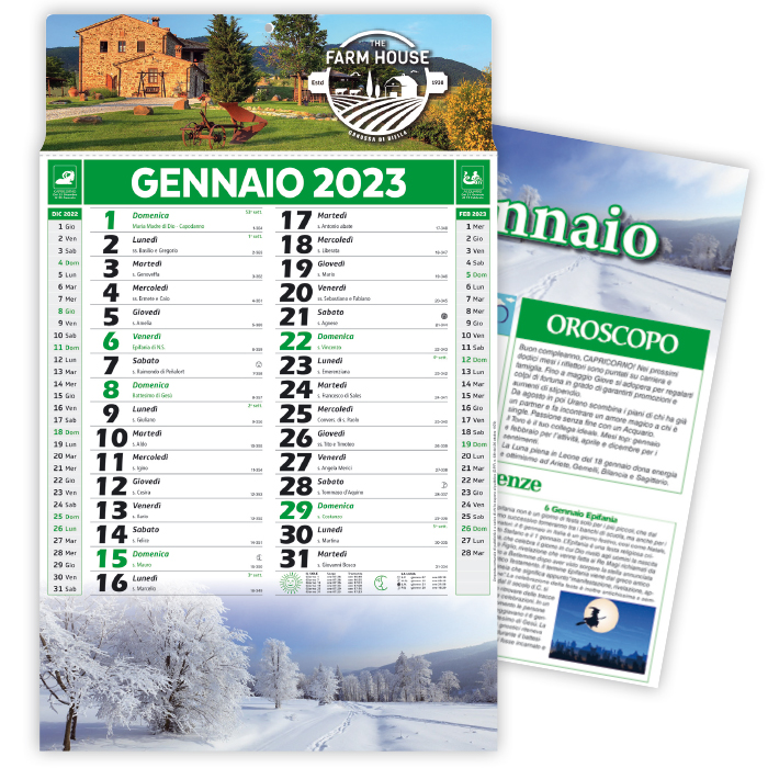 CALENDARIO TOWER 4 STAGIONI  CARTA PATINATA gr.70 TESTATA A ART. CA-166/A