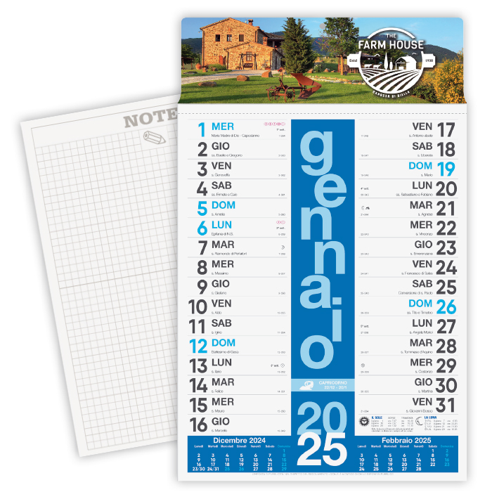 CALENDARIO OLANDESE COLORS CARTA PATINATA gr.70 TESTATA A ART. CA-430/A