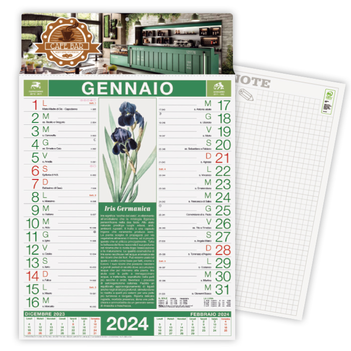 CALENDARIO ERBORISTERIA CARTA PATINATA gr.70 TESTATA A ART. CA-460/A