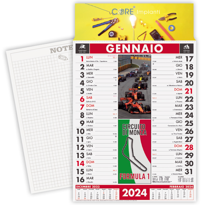 CALENDARIO CORSE CARTA PATINATA gr.70 TESTATA A ART. CA-468/A