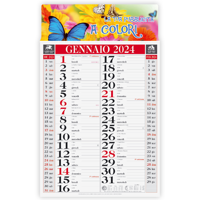 CALENDARIO OLANDESE BASIC CARTA PATINATA gr.70 TESTATA A ART. CA-662/A