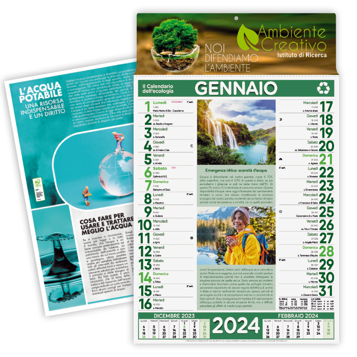 CALENDARIO DELL'ECOLOGIA CARTA PATINATA gr.70 TESTATA A ART. CA-91/A