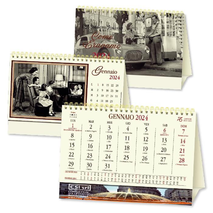 CALENDARIO DA TAVOLO COME ERAVAMO CARTA AVORIO gr.90 PIEDINO H ART.CB-65/H