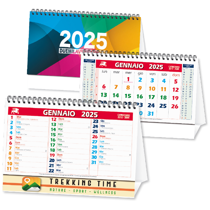 CALENDARIO DA TAVOLO MULTICOLOR CARTA PATINATA gr.90 PIEDINO H ART.CB-705/H