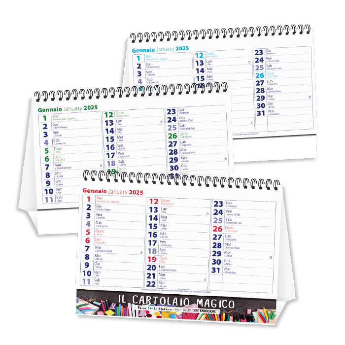 CALENDARIO DA TAVOLO CHART CARTA USOMANO gr.90 PIEDINO H ART.CB-715/H