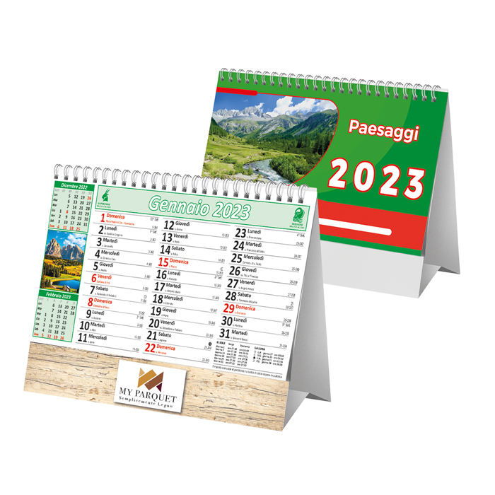 CALENDARIO DA TAVOLO TOWER CITTA' E PAESAGGI CARTA PATINATA gr.100 PIEDINO H ART.CB-73/H