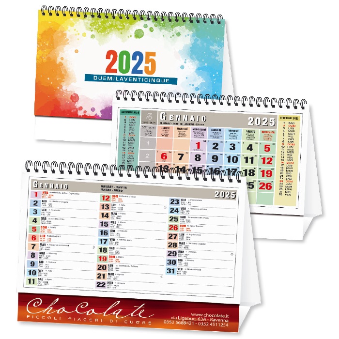 CALENDARIO DA TAVOLO SQUARE CARTA PATINATA gr.100 gr. PIEDINO H ART.GCB730/H