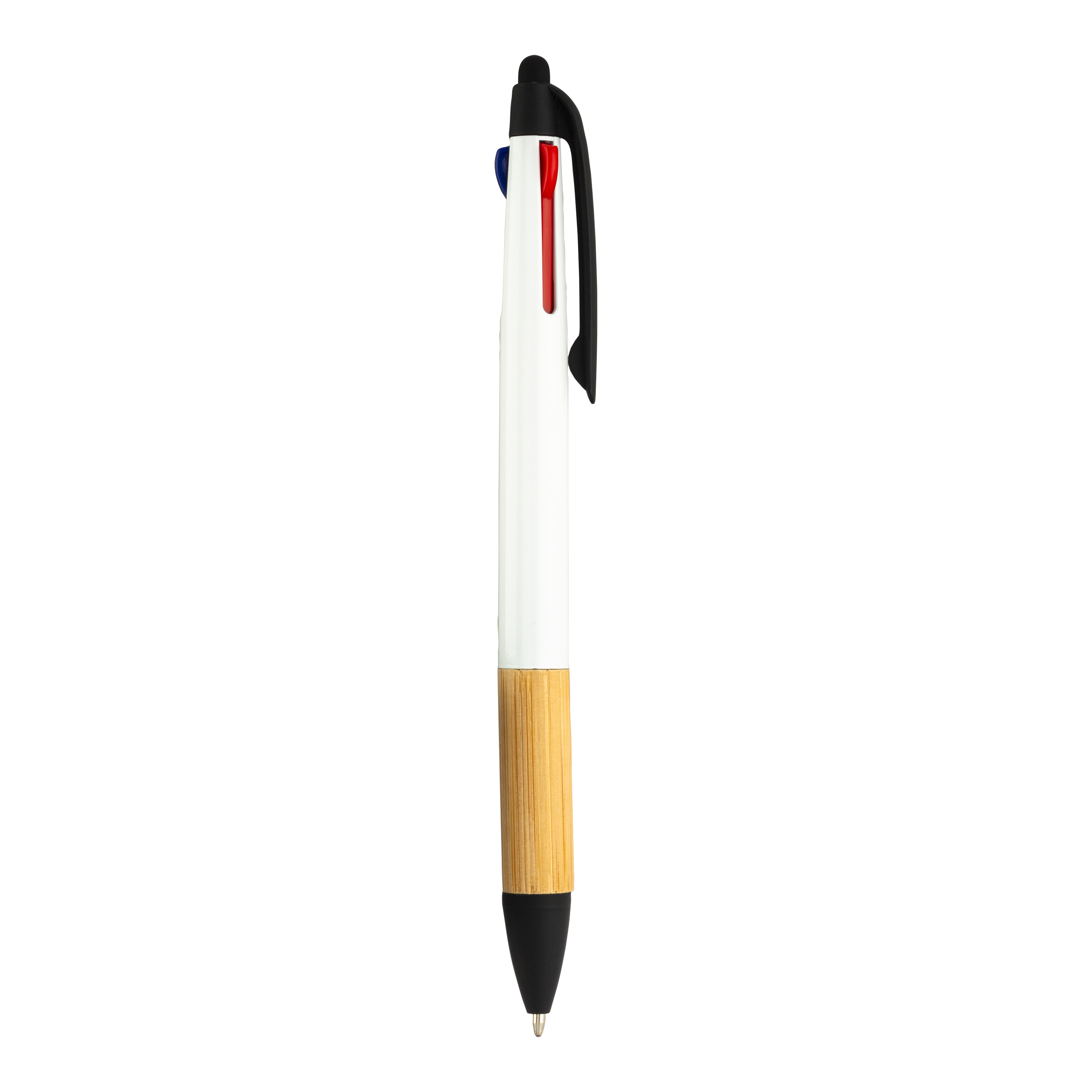 PENNA A SCATTO IN PLASTICA CON 3 REFILLS CON TOUCH SCREEN, IMPUGNATURA IN BAMBÙ ART.MT-192/BI