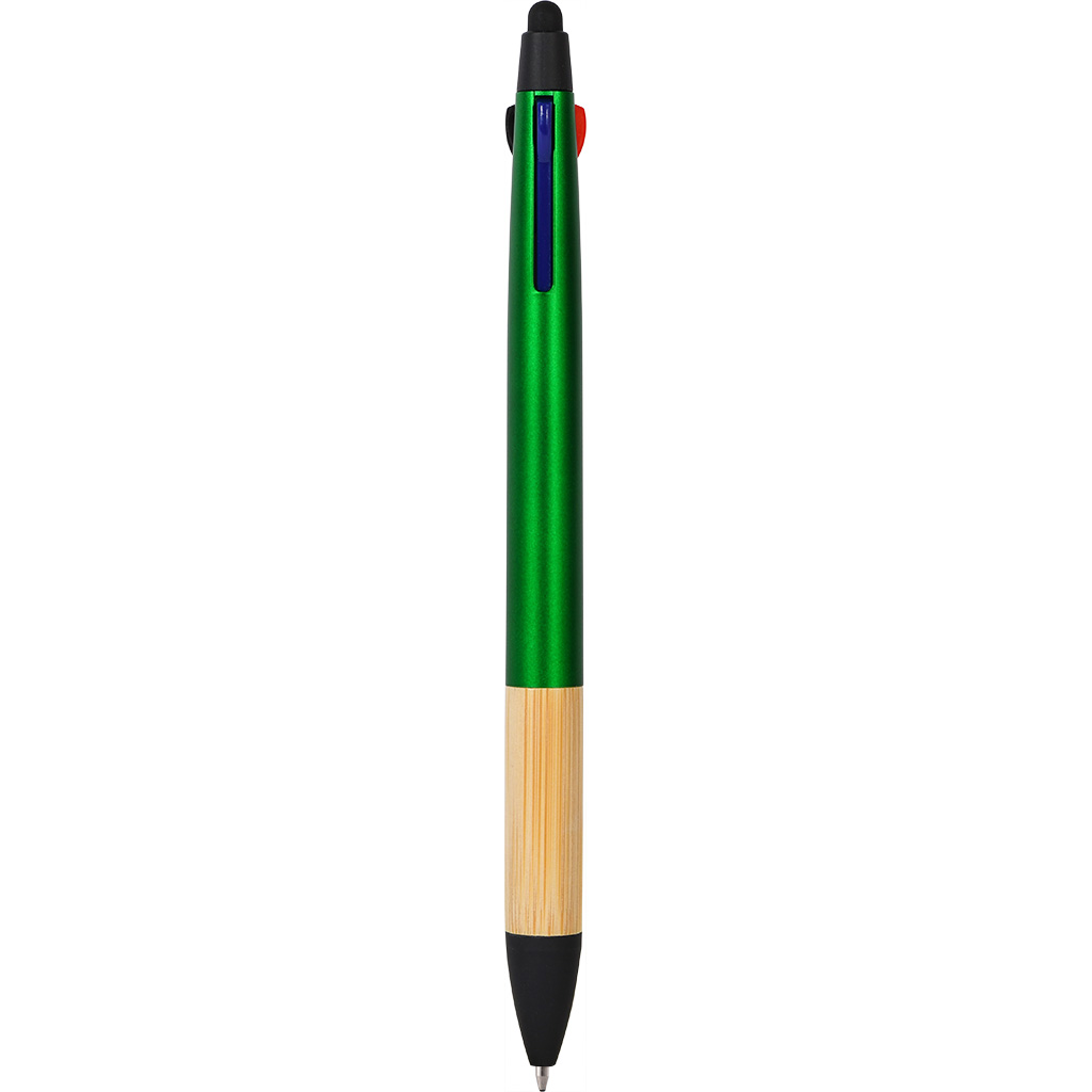 PENNA A SCATTO IN PLASTICA CON 3 REFILLS CON TOUCH SCREEN, IMPUGNATURA IN BAMBÙ ART.MT-192/VE