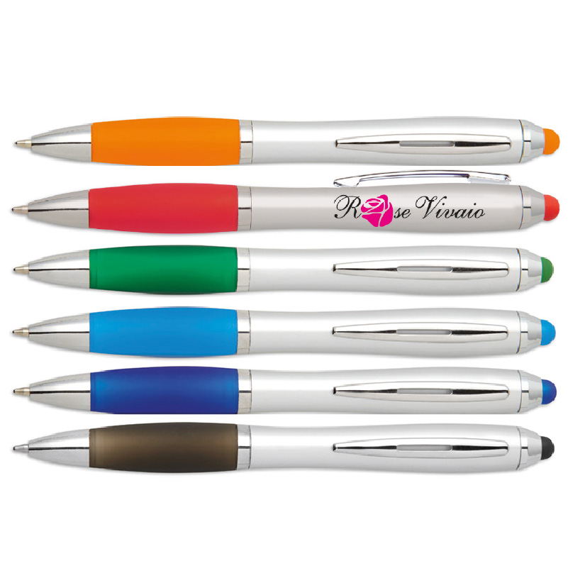 PENNA A SFERA TOUCH-SCREEN MEC.TWIST VERN. SILVER PART.GOMMA COLORATA ART. MT-208 SILVER BLU