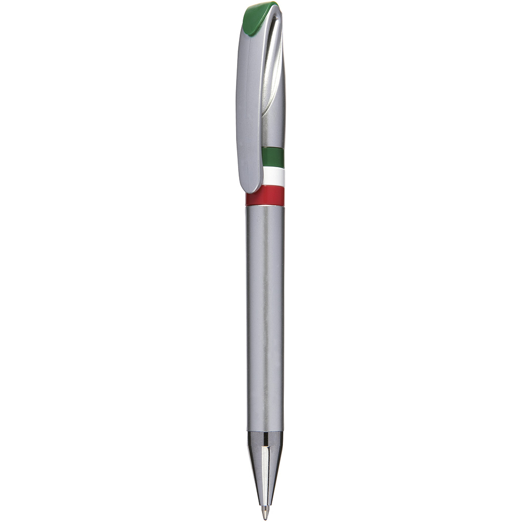 PENNA SFERA MEC.A ROTAZIONE IN PL. LACCATA SILVER INSERTO TRICOLORE ART. PH-254 IT