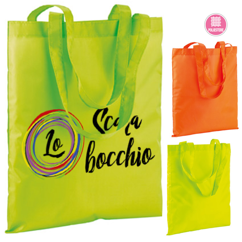 SHOPPER FLUO IN POLIESTERE cm.37x42 MANICI LUNGHI cm.65 ART.RA561