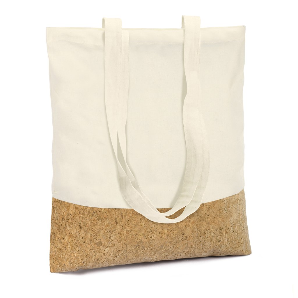 SHOPPER IN COTONE E SUGHERO, COL.NATURALE  135 g/m2, cm.38x42 ART.RA706