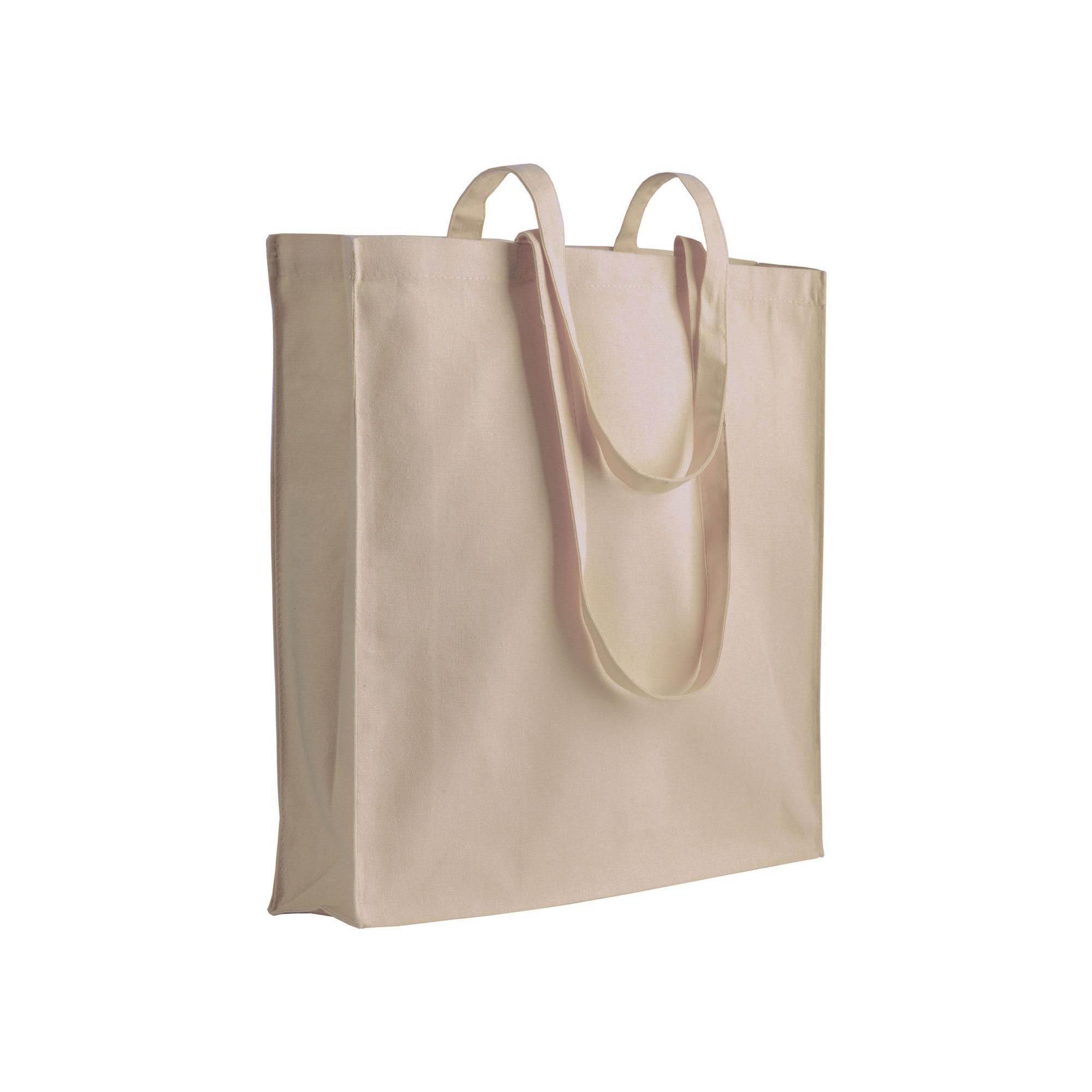 SHOPPER IN COTONE PESANTE 180g/mq C.SOFFIETTO E MANICI LUNGHI  cm.38x42x8 ART. RA727