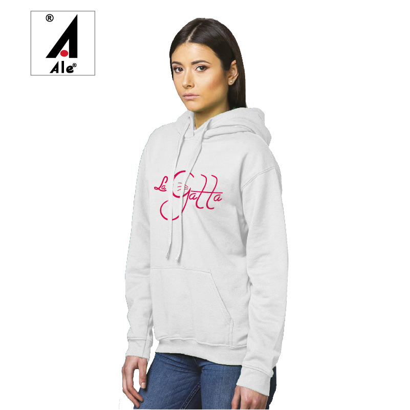 RB510  FELPA FUSION CON CAPPUCCIO UOMO/DONNA BIANCA gr.280/mq