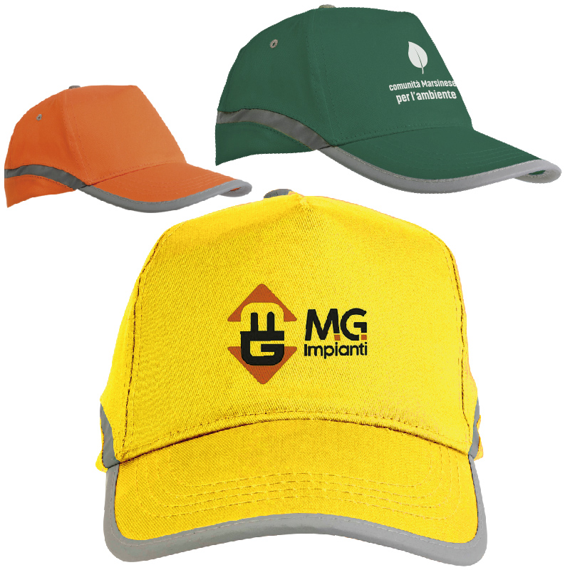CAPPELLINO COTONE AD ALTA VISIBILITA', 5 PANNELLI BANDA E CHIUSURA CATARINFRANGENTI ART.RB972