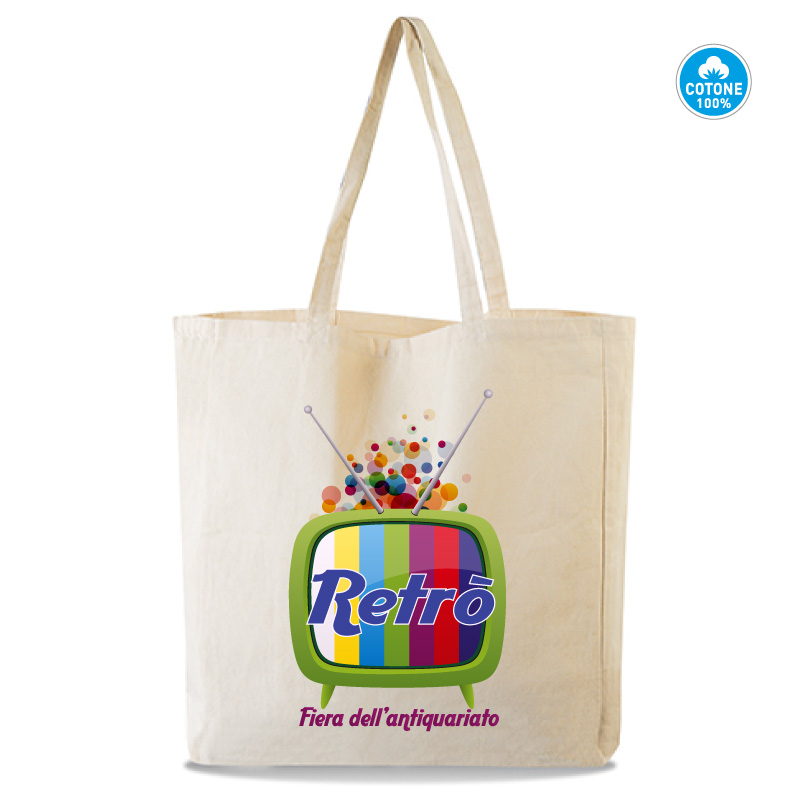 SHOPPER IN COTONE PESANTE 220gr MANICI LUNGHI cm.38x42x8 ART. SH494